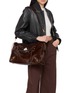 Front View - Click To Enlarge - BALENCIAGA - Medium Le City Suede Leather Shoulder Bag