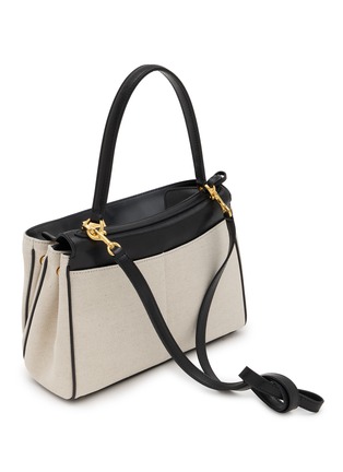 Detail View - Click To Enlarge - BALENCIAGA - Small Rodeo Linen Canvas Leather Handbag