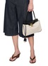 Front View - Click To Enlarge - BALENCIAGA - Small Rodeo Linen Canvas Leather Handbag