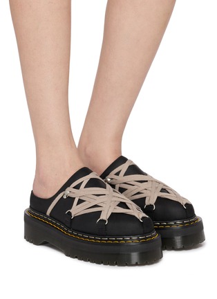 Figure View - Click To Enlarge - RICK OWENS  - X Dr. Martens Quad Sole Megalace Leather Mules
