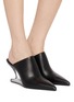 Figure View - Click To Enlarge - RICK OWENS  - Cantilever 8 Sabot 80 Wedge Leather Mule Sandals