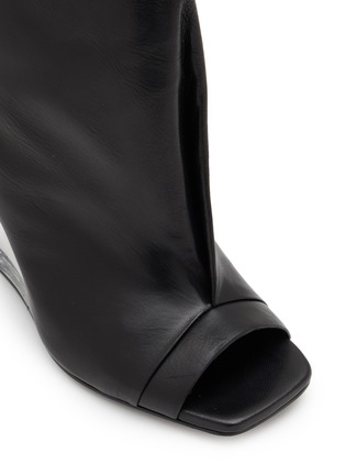 Detail View - Click To Enlarge - RICK OWENS  - Cantilever 8 Strutter 80 Wedge Leather Sandals