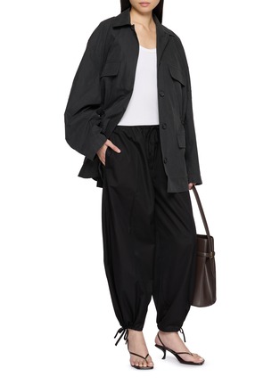 Figure View - Click To Enlarge - TOTEME - Drawstring Gathered Hem Cotton Pants