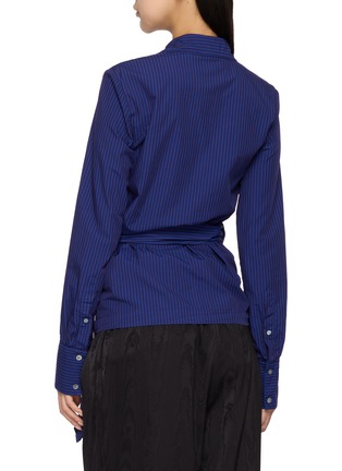 Back View - Click To Enlarge - DRIES VAN NOTEN - Draped Front Fitted Wrap Shirt