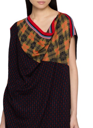  - DRIES VAN NOTEN - Mixed Pattern Draped Neck Knit Top
