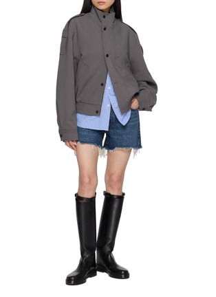 Figure View - Click To Enlarge - FRAME - The Long Hang Frayed Hem Cotton Denim Shorts