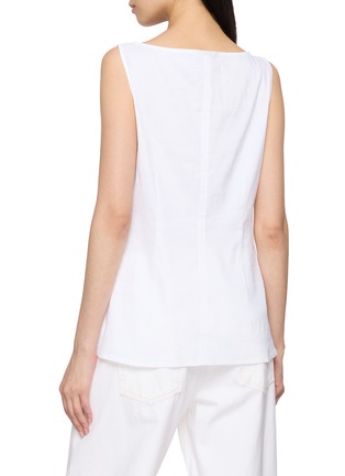 Back View - Click To Enlarge - THEORY - Sleeveless Boat Neck Button Front Crunch Top