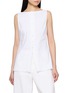 THEORY Sleeveless Boat Neck Button Front Crunch Top