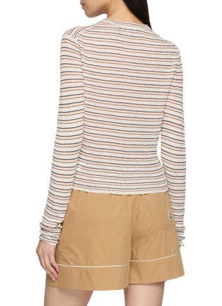 Back View - Click To Enlarge - THEORY - Stripe Cropped Cardigan