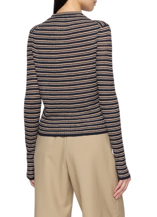 Back View - Click To Enlarge - THEORY - Striped Crewneck Cropped Cardigan