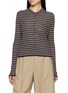 THEORY Striped Crewneck Cropped Cardigan