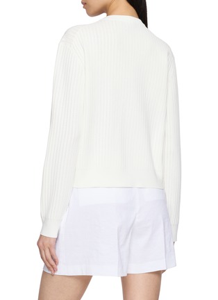Back View - Click To Enlarge - THEORY - Compact Crepe Zip Front Knit Cardigan