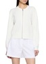 THEORY Compact Crepe Zip Front Knit Cardigan