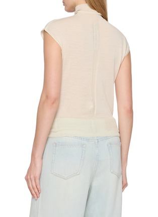 Back View - Click To Enlarge - RICK OWENS  - Turtleneck Cap Sleeve Knit Top