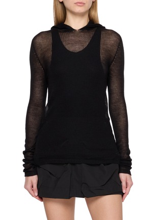 RICK OWENS | Long Sleeve Hooded Knit Top