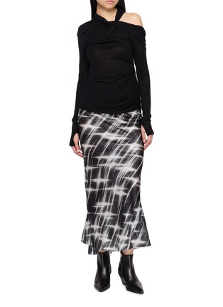 Figure View - Click To Enlarge - RICK OWENS  - Gonna Knee Bias Print Midi Skirt