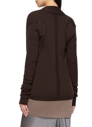 Back View - Click To Enlarge - RICK OWENS  - Naska Ribbed Sleeve Knit Cardigan