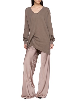 Figure View - Click To Enlarge - RICK OWENS  - Drawstring Bias Long Trousers