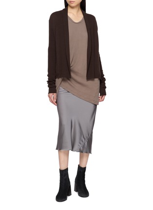 Figure View - Click To Enlarge - RICK OWENS  - Asymmetric Draped Bias Midi Skirt