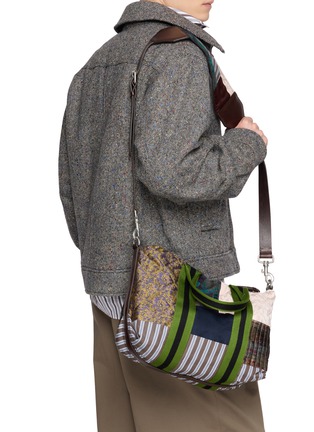 Figure View - Click To Enlarge - DRIES VAN NOTEN - Small Striped Patchwork Tote Bag