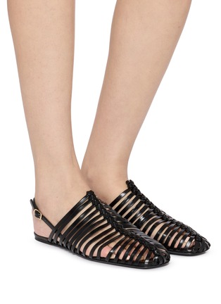 Figure View - Click To Enlarge - DRIES VAN NOTEN - Square Toe Leather Ballerina Flats