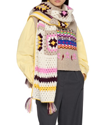 Figure View - Click To Enlarge - CASA POMA - Chacana Crochet Knit Scarf