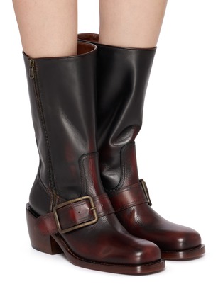 Figure View - Click To Enlarge - DRIES VAN NOTEN - Calf Length Leather Boots