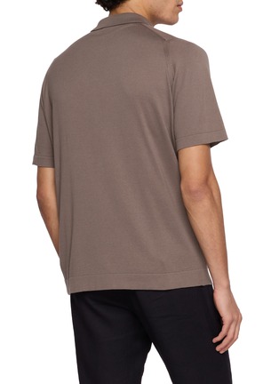 Back View - Click To Enlarge - JOHN SMEDLEY - Folke Full Button Cotton Knit Polo Shirt