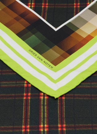 Detail View - Click To Enlarge - DRIES VAN NOTEN - Large Twin Check Print Pareos Silk Scarf