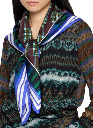 Figure View - Click To Enlarge - DRIES VAN NOTEN - Large Twin Plaid Print Pareos Scarf