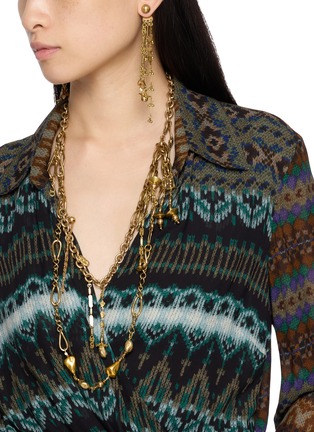 Figure View - Click To Enlarge - DRIES VAN NOTEN - Beaded Chain Pendant Gold Toned Necklace