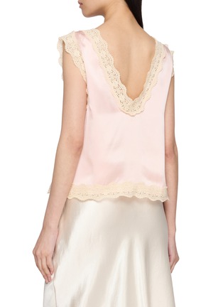 Back View - Click To Enlarge - HANAA STUDIO - Satin Lace Trim Silk Top