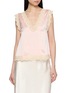 HANAA STUDIO Satin Lace Trim Silk Top