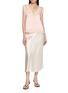 Figure View - Click To Enlarge - HANAA STUDIO - Satin Lace Trim Silk Top