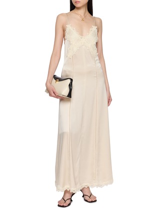 Figure View - Click To Enlarge - HANAA STUDIO - Lace Trim Embroidered Camisole Maxi Dress