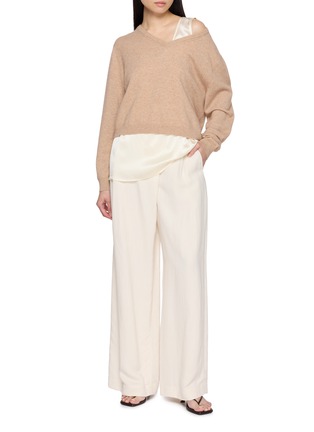 Figure View - Click To Enlarge - HANAA STUDIO - V-Neck Relaxed Wool Cashmere Knit Sweater