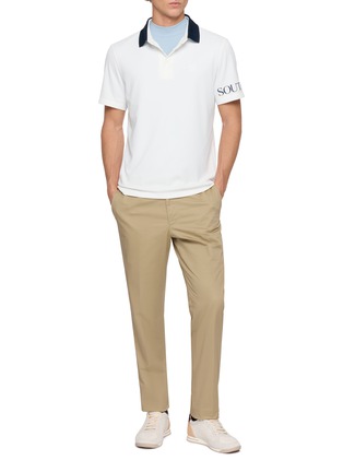 Figure View - Click To Enlarge - SOUTHCAPE - Sleeve Logo Contrast Collar Polo Shirt
