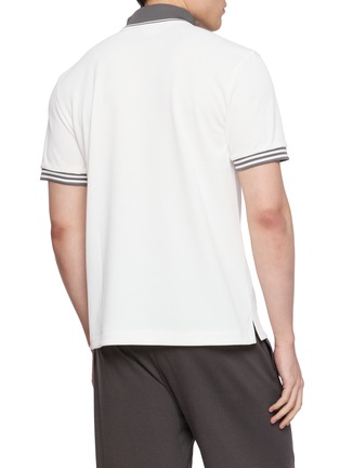 Back View - Click To Enlarge - SOUTHCAPE - Striped Trim Polo Shirt
