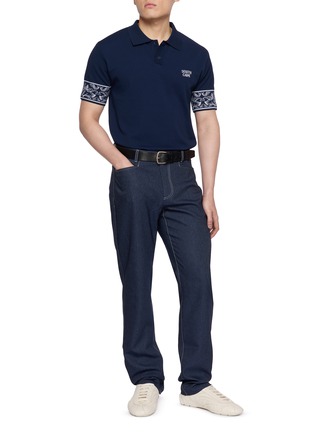 Figure View - Click To Enlarge - SOUTHCAPE - Southcross Sleeve Pattern Polo Shirt