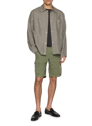 Figure View - Click To Enlarge - INCOTEX - Garment Dyed Twill Cargo Shorts