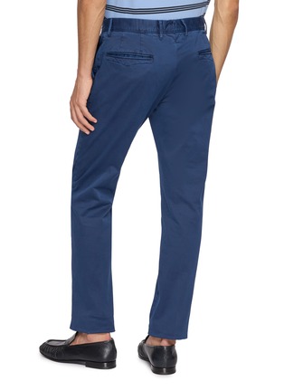 Back View - Click To Enlarge - INCOTEX - Slim Fit Garment Dyed Stretch Cotton Gabardine Pants
