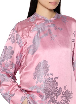 - KATLIAX - Long Sleeve High Neck Floral Satin Shirt