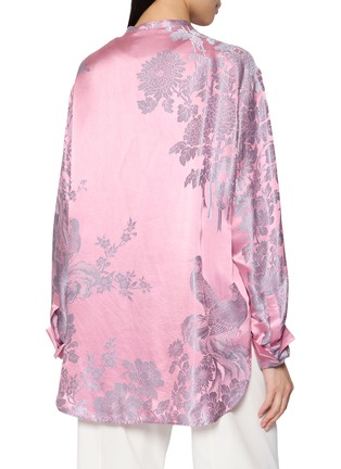 Back View - Click To Enlarge - KATLIAX - Long Sleeve High Neck Floral Satin Shirt