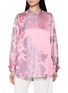 KATLIAX Long Sleeve High Neck Floral Satin Shirt