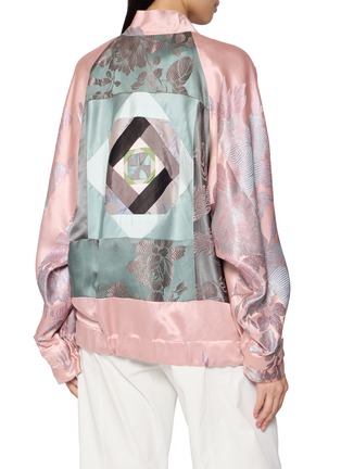 Back View - Click To Enlarge - KATLIAX - Reversible Satin Xiangyun Silk Baseball Jacket