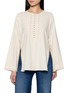 KATLIAX Button Front Tussah Silk Kapok Shirt