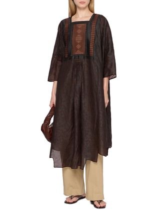 Figure View - Click To Enlarge - KATLIAX - Embroidered Panel Silk Organza Top
