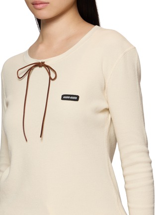  - MIU MIU - Bow Waffle Knit Long Sleeve T-Shirt