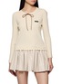 Main View - Click To Enlarge - MIU MIU - Bow Waffle Knit Long Sleeve T-Shirt