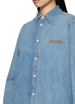  - MIU MIU - Logo Embroidered Chambray Shirt